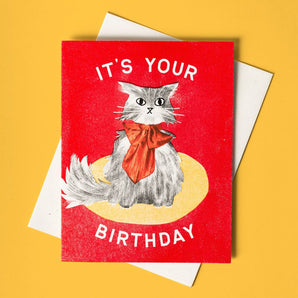 Birthday Bow Cat Card By Bromstad Printing Co.