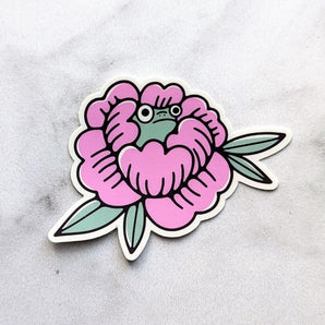 Frog Flower Sticker By Sorry Goods