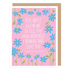 Jane Austen Quote Love Card By Apartment 2 Cards