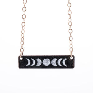 Moon Phase Bar Necklace in Black & White By Aflame