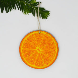 SALE - Wooden Orange Ornament By Broderpress