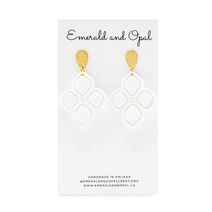 White Clover Dangle Earrings By Emerald and Opal