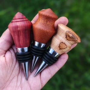 Wooden Bottle Stopper (various designs) By Woods(Wo)man