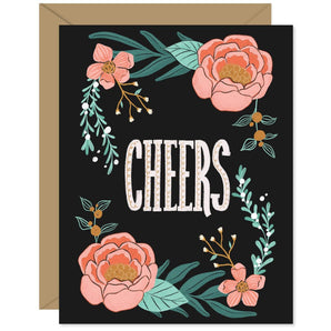 Black Floral Cheers Card By Hello Sweetie Design