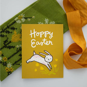 SALE - Hoppy Easter Bunny Card By Abbie Ren Illustration