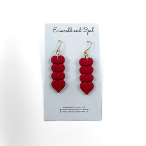 4 Heart Dangle Earrings (various colours) By Emerald