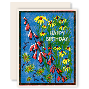 Blue Sky and Wildflowers Birthday Card