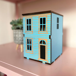 Blue Biscuit Box Miniature House