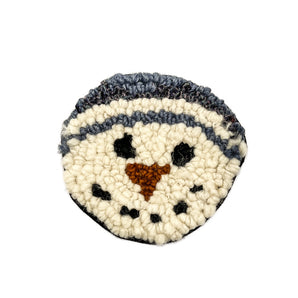 Blue Snowman Rug Hooked Coaster