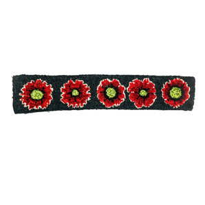 Row of Poppies Rug Hooked Runner
