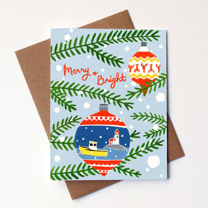 Merry & Bright Baubles Card