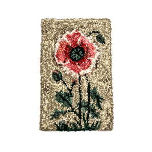 Pink Poppy and Buds Rug Hooked Mat