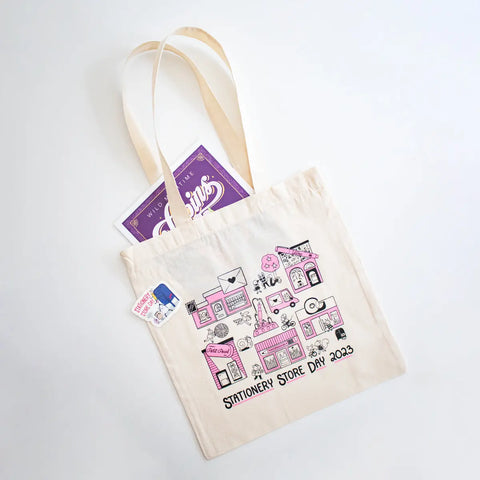 Stationery Store Day Tote Bag with treats