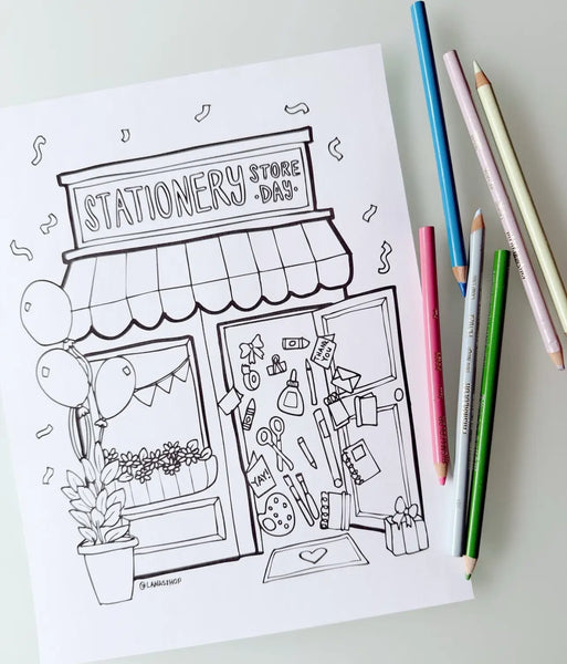 Stationery Store Day Colouring Sheet