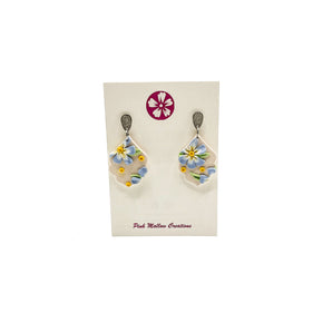 Yellow Dots & Forget-Me-Nots Dangle Earrings