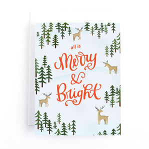 All is Merry & Bright Christmas Card By Pedaller Designs