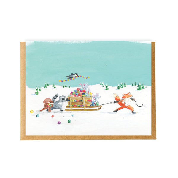 Animal Sled Holiday Card By Creative Nature Studio