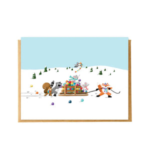 Animal Sled Holiday Card By Creative Nature Studio