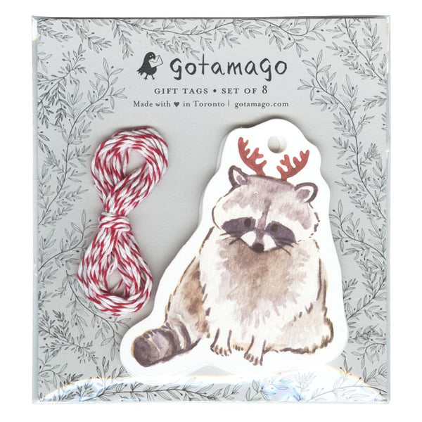 Antler Raccoon Die-Cut Gift Tag Set (8) By Gotamago