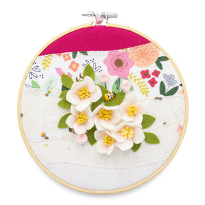 Apple Blossom Floral Stitched Hoop Art (various designs)