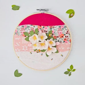 Apple Blossom Floral Stitched Hoop Art (various designs)