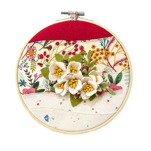 Apple Blossom Floral Stitched Hoop Art (various designs)