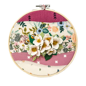 Apple Blossom Floral Stitched Hoop Art (various designs)