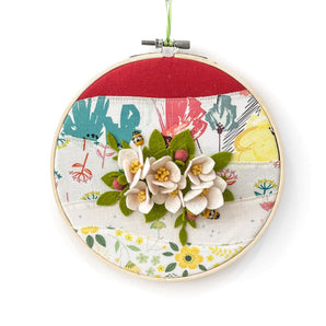 Apple Blossom Floral Stitched Hoop Art (various designs)