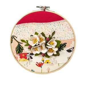 Apple Blossom Floral Stitched Hoop Art (various designs)