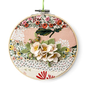 Apple Blossom Floral Stitched Hoop Art (various designs)