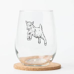 Baby Goat Stemless Wine Glass By Counter Couture