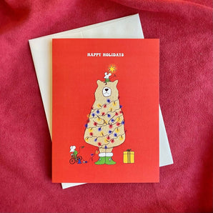 Bear in Red Holiday Card By foonie