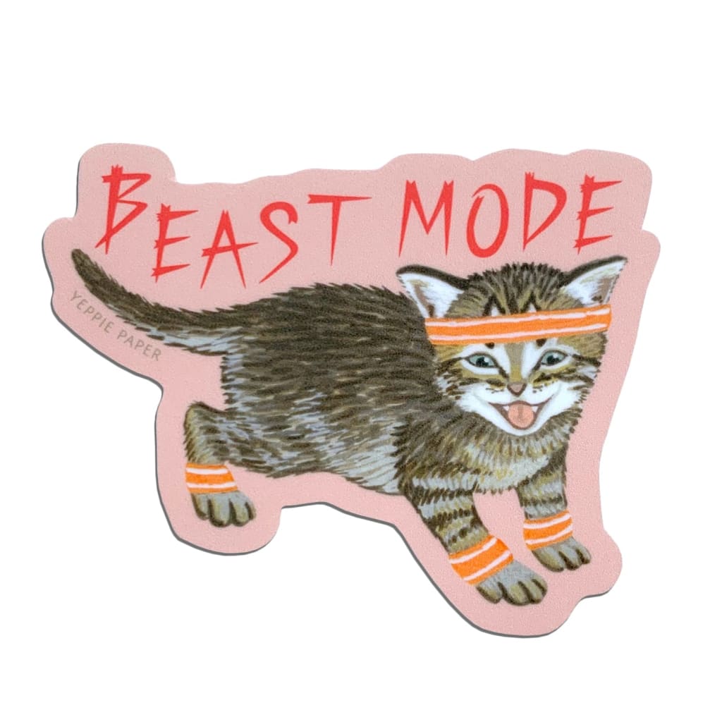 Beast Mode Kitten Sticker By Yeppie Paper