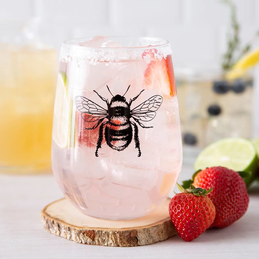 Bee Stemless Wine Glass By Counter Couture
