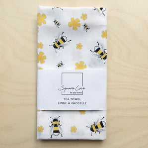 Bees Linen-Cotton Tea Towel By Square Love