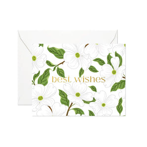 Best Wishes Dogwoods Foil Card By Linden Paper Co.