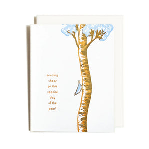 Bird Sending Cheer Card By Homework Letterpress