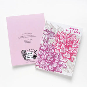 Birthday Dahlias Card By Hawk and Rose Press