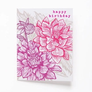 Birthday Dahlias Card By Hawk and Rose Press