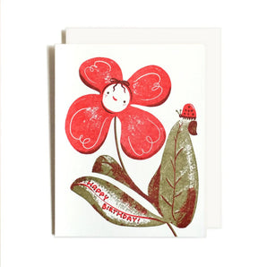 Birthday Flower Ladybug Card By Homework Letterpress