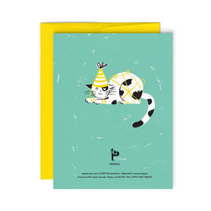 Birthday Hat Cat card By Paperole
