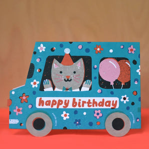 Birthday Van Die Cut Card By The Printed Peanut