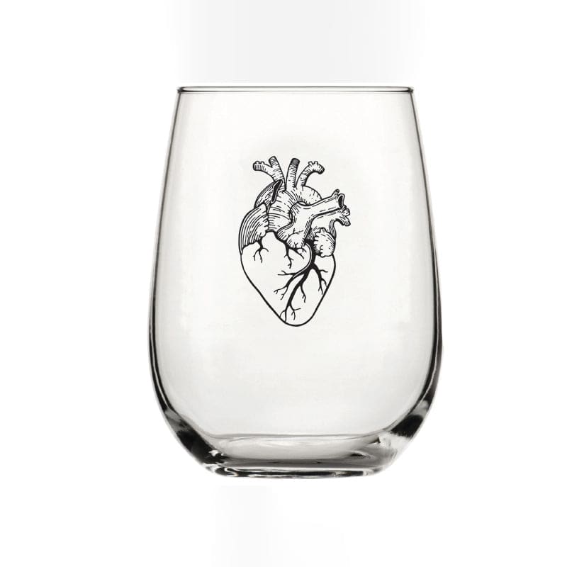 Black Heart Stemless Wine Glass By Counter Couture