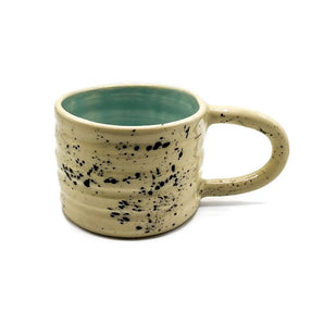 Black Speckled Mug (blue interior) By Forms Ceramics