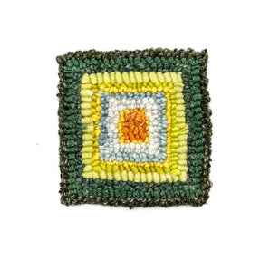 Block Pattern Rug Hooked Coaster (various colours)