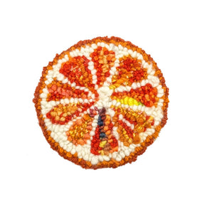 Blood Orange Rug Hooked Coaster By Lucille Evans Rugs