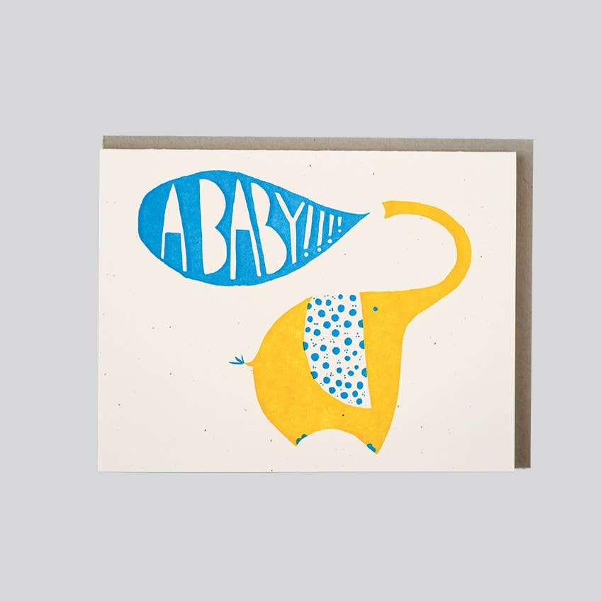 Blue Elephant Baby Card By folio press & paperie