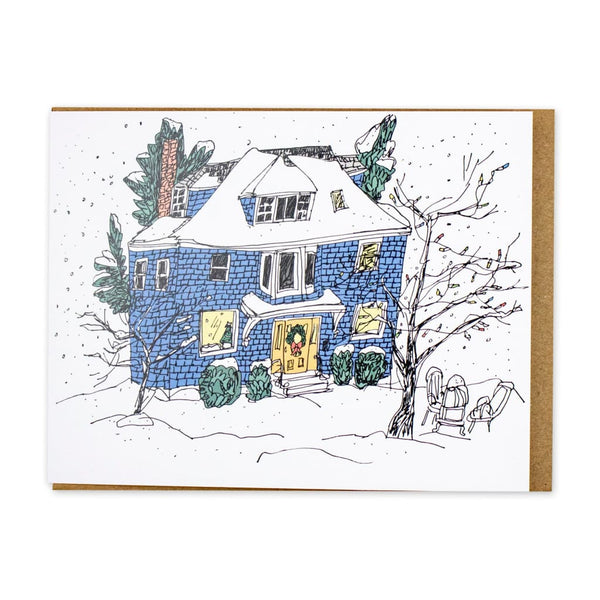 Blue Holiday House Card By Emma FitzGerald Art & Design