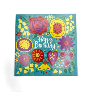 Blue Playful Florals Birthday Card By Anne Ormerod