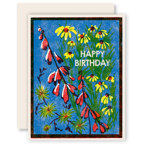 Blue Sky and Wildflowers Birthday Card By Heartell Press